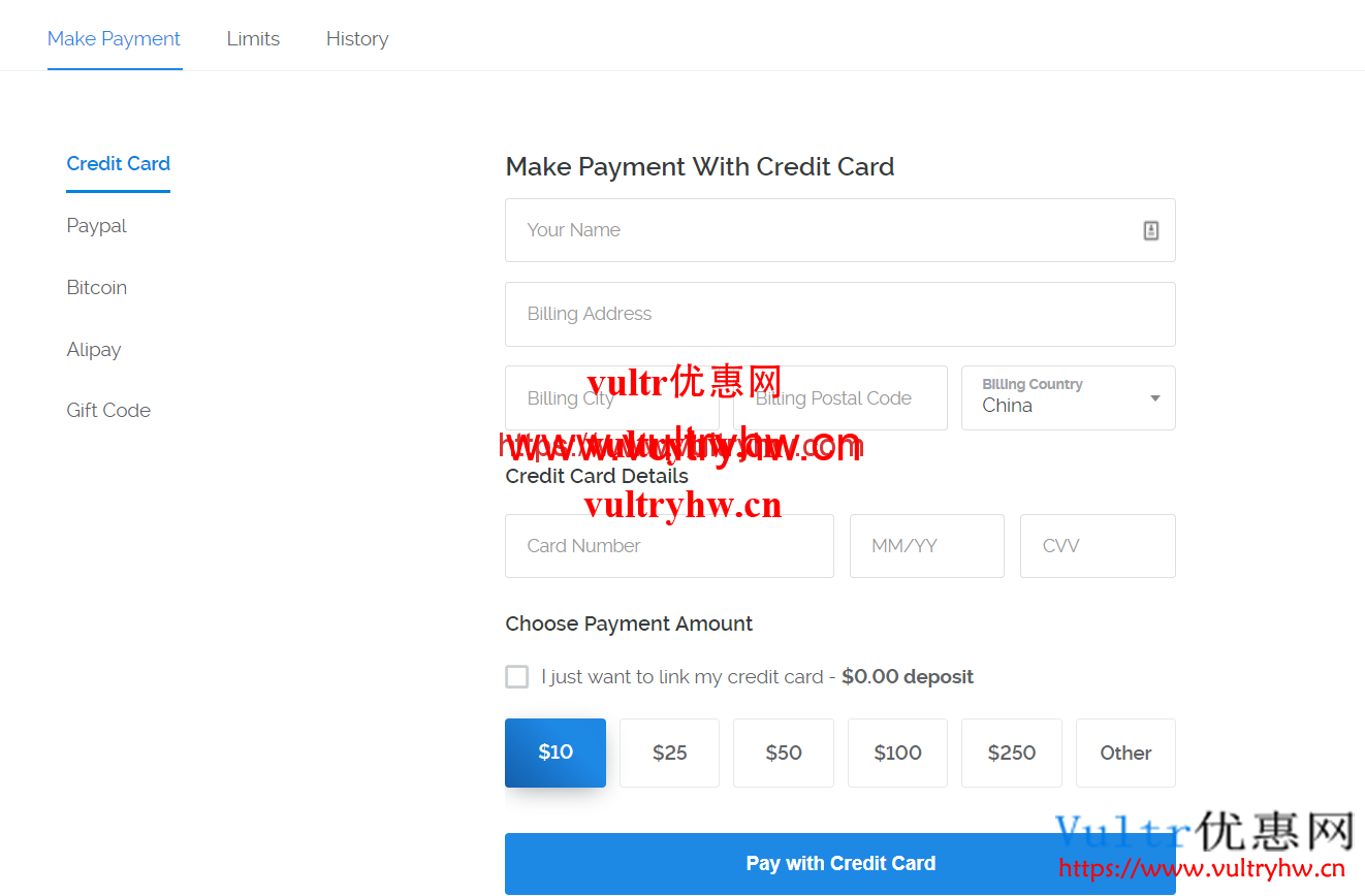 Vultr付款方式