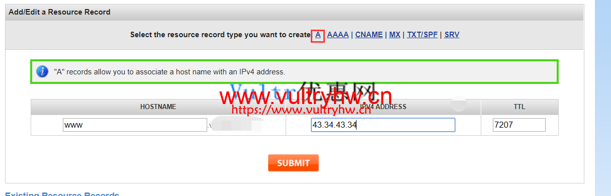 域名解析到vultr VPS