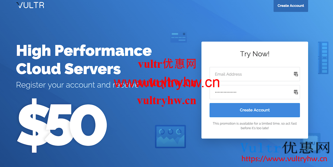 Vultr新用户免费50美金
